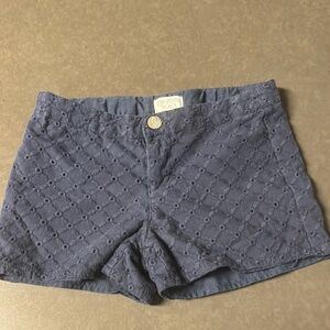 Navy Blue Eyelet Pattern Shorts